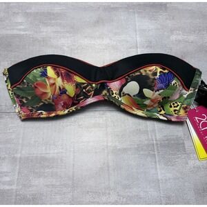 New 2 Chillies Bandeau Bikini Bombshell Liquid lift & Boost‎ Animal Print Size 2